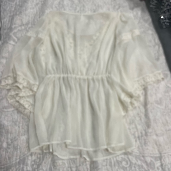 Free People boho sheer top size small dolman sleeve crochet lace - Picture 9 of 9